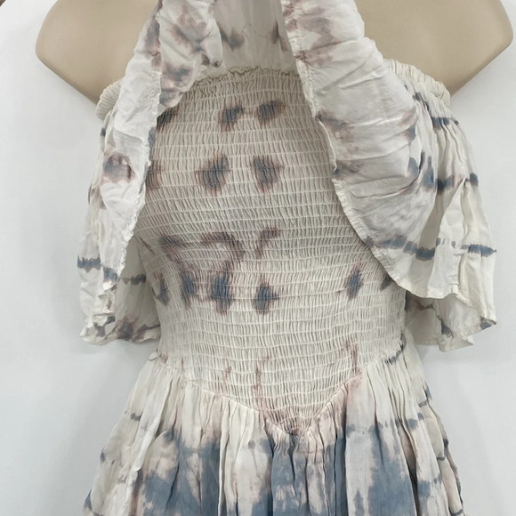 Blue Life Skort Dress Romper Womens Size Small Blue Pink Tie Dye Strapless Boho - Picture 8 of 15